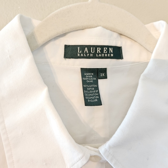 Lauren Ralph Lauren White Logo Button Down Casual Shirt Size 2X. - Picture 8 of 13